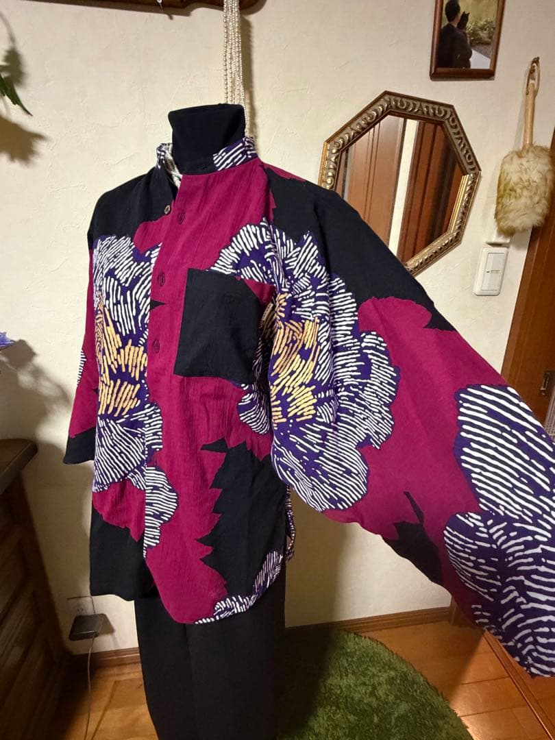 1回着　おしゃれなシャツジャケット　ソウソウ　薙刀長草衣　芍薬　灯火