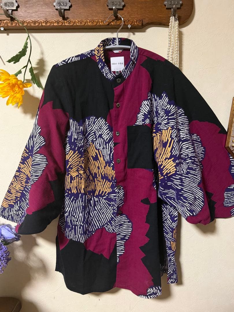 1回着　おしゃれなシャツジャケット　ソウソウ　薙刀長草衣　芍薬　灯火