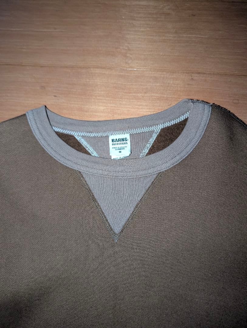 バーンズ　スウェット　両V ツートンカラー　M ブラウン