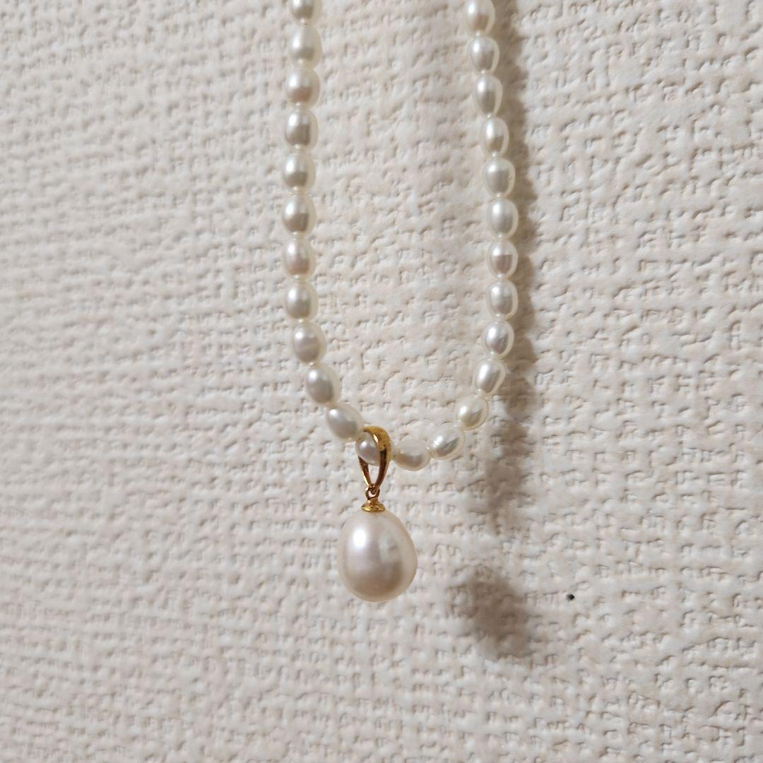 パールネックレスと赤メノウペンダントセット