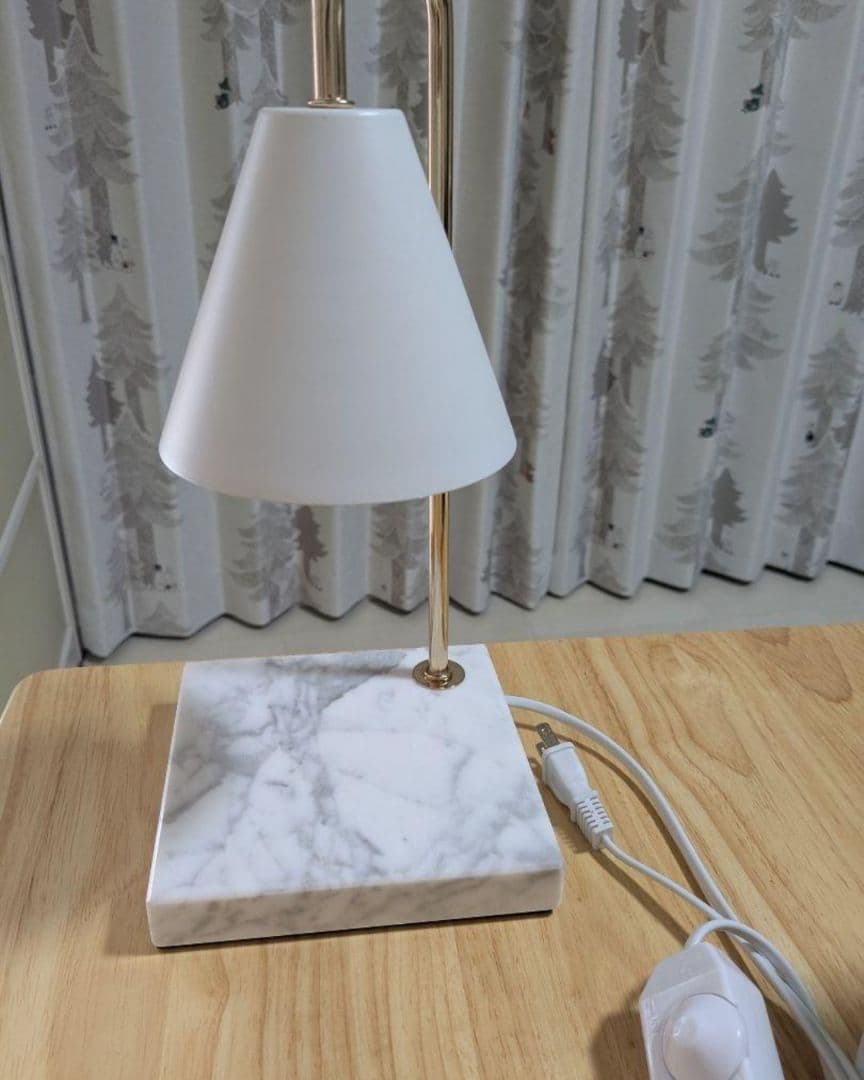 ​【スペア電球付】大理石 キャンドルウォーマー 無段階調光 ホワイト 間接照明