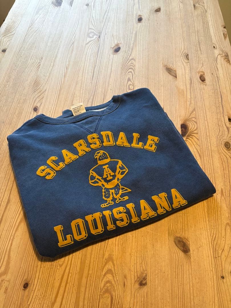 ランタグ　復刻　ビンテージ　スウェット　両面プリント　カラーフロッキー　貫通