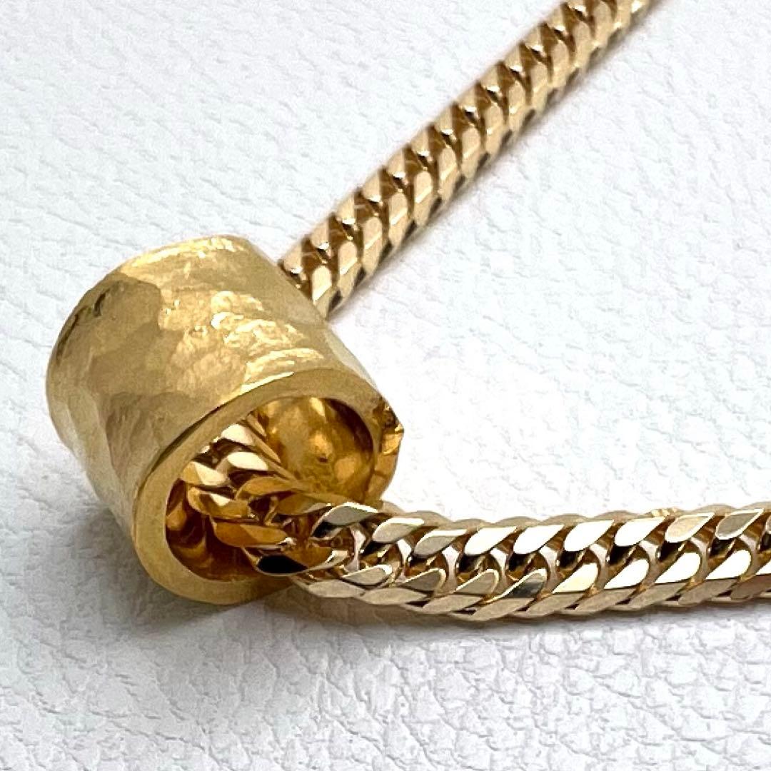 K24純金 パイプ　槌目　ペンダントトップ　幅5.7㎜　内経5.3㎜　1.78g