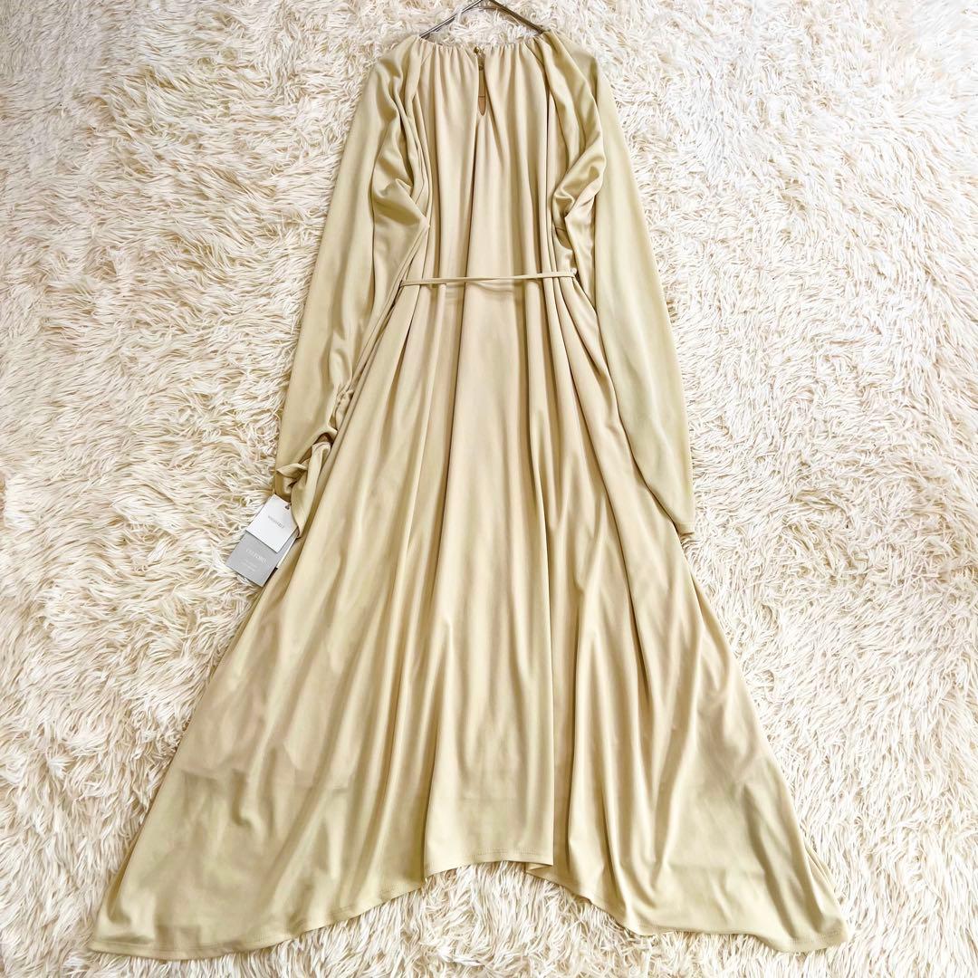 新品タグ付き✨セルフォード ロングワンピース リボン 金ボタン フレア ベージュ