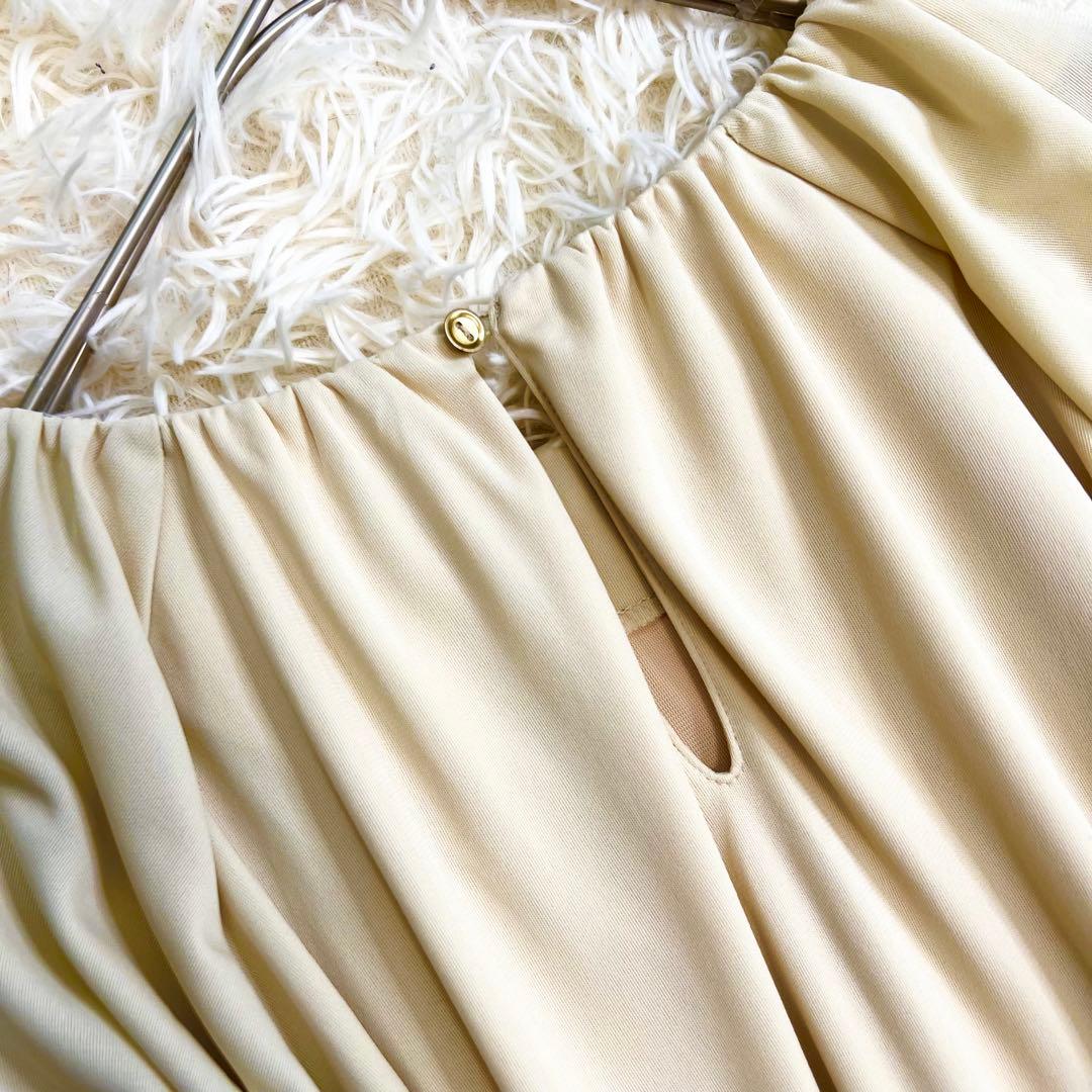 新品タグ付き✨セルフォード ロングワンピース リボン 金ボタン フレア ベージュ