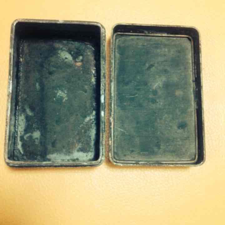 銅製 書道具 象嵌 墨盒