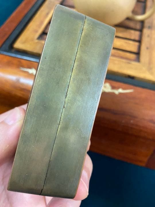 銅製 書道具 象嵌 墨盒