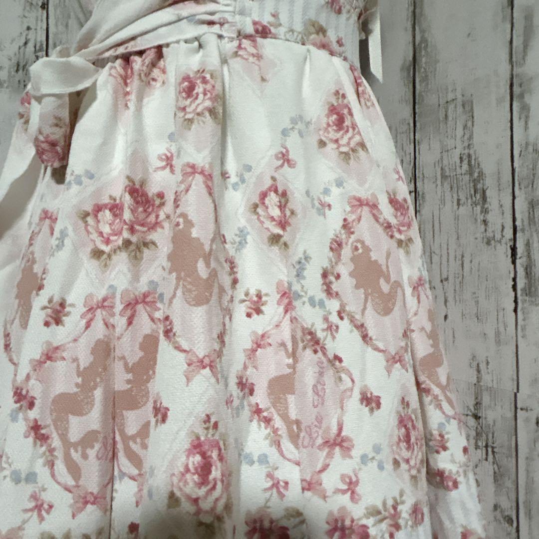 極美品【リズリサ】ローズ柄レースアップワンピース ロリータ ゴスロリ 姫系 花柄