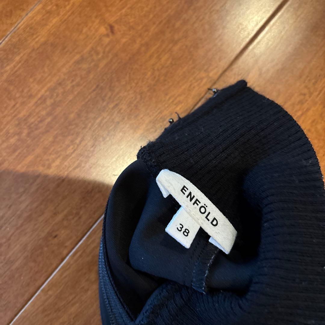 ENFOLD エンフォルド PEダブルクロスハイネックブラウス ブラック 38