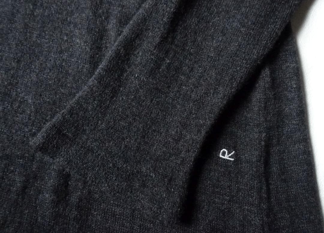 美品45R☆柔らかクルーネックニットワンピース 0 チャコールグレー★45rpm