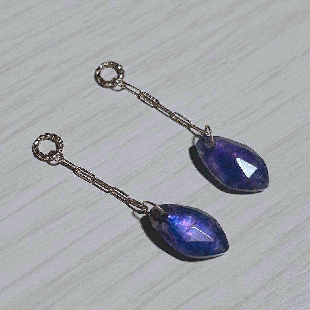 そ*み様 agete K10 カイヤナイト アメジスト ピアスチャーム