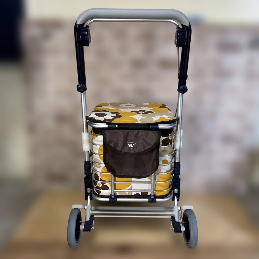 ユーバ産業 シルバーカー ショッピングカート スワレル イエロー 花柄