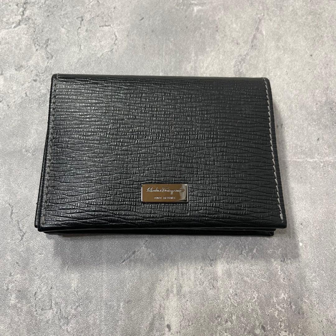 【未使用】保管品 FERRAGAMO フェラガモ 名刺入れ メンズ レザー 黒