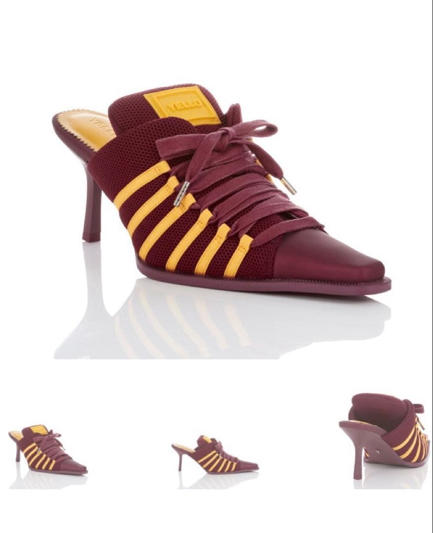 YELLO DAM SNEAKER MULES バーガンディ/イエロー