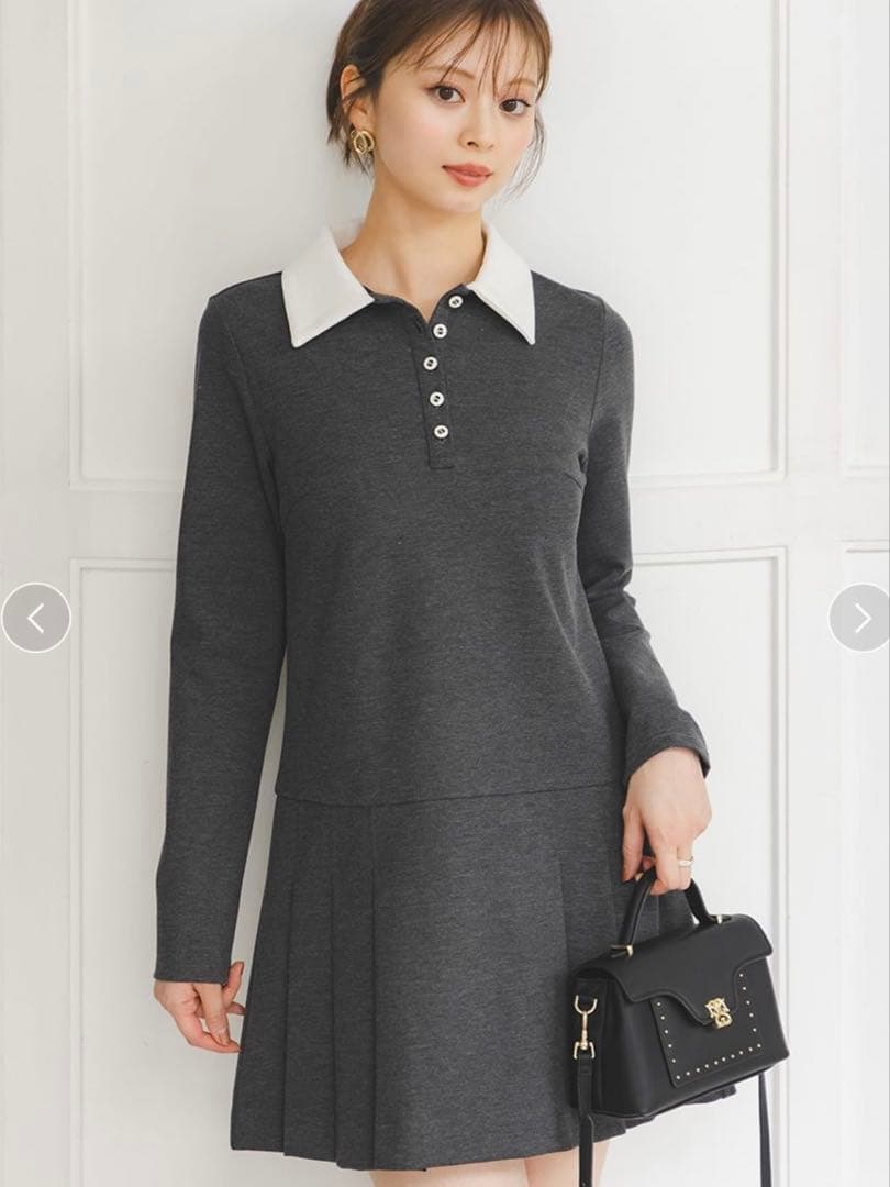 【snidel】ポロ襟 プリーツワンピース