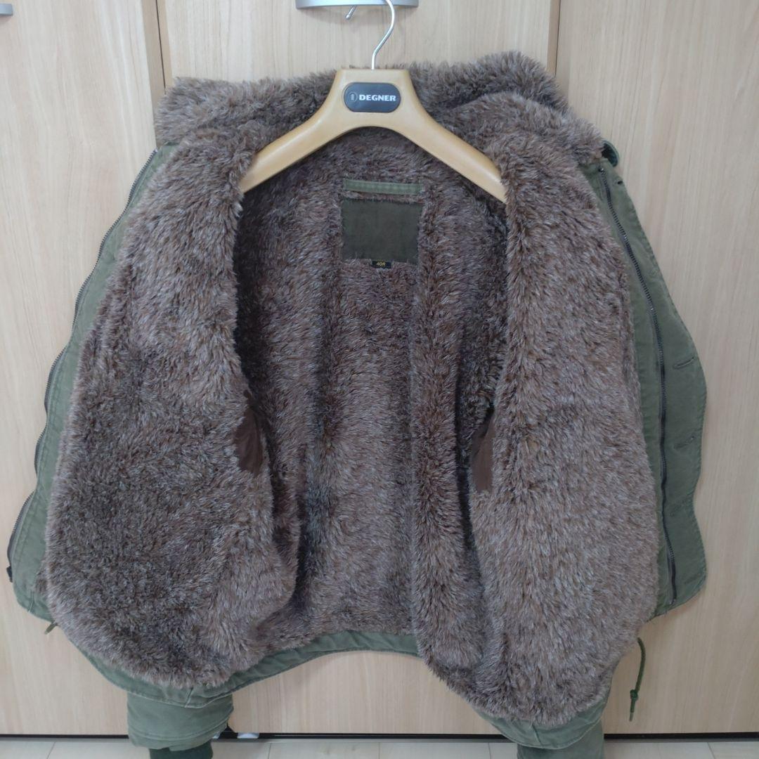 ぎんファー付きオリーブグリーンミリタリージャケット