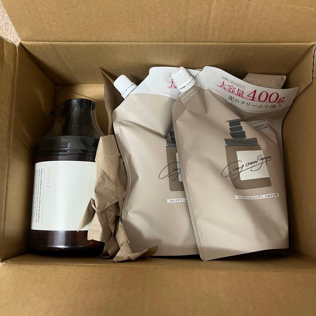 cocone クレイクリームシャンプー ボトル、詰め替え2袋セット