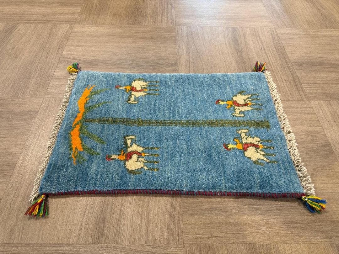 ギャッベ 75x57cm ペルシャ絨毯 手織り ギャベ 玄関マットラグ 絨毯