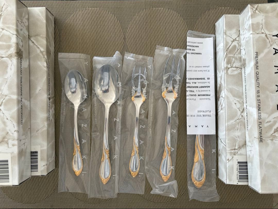 ヤマザキCACHE ゴールドアクセント 5ピースカトラリーセット×6セット