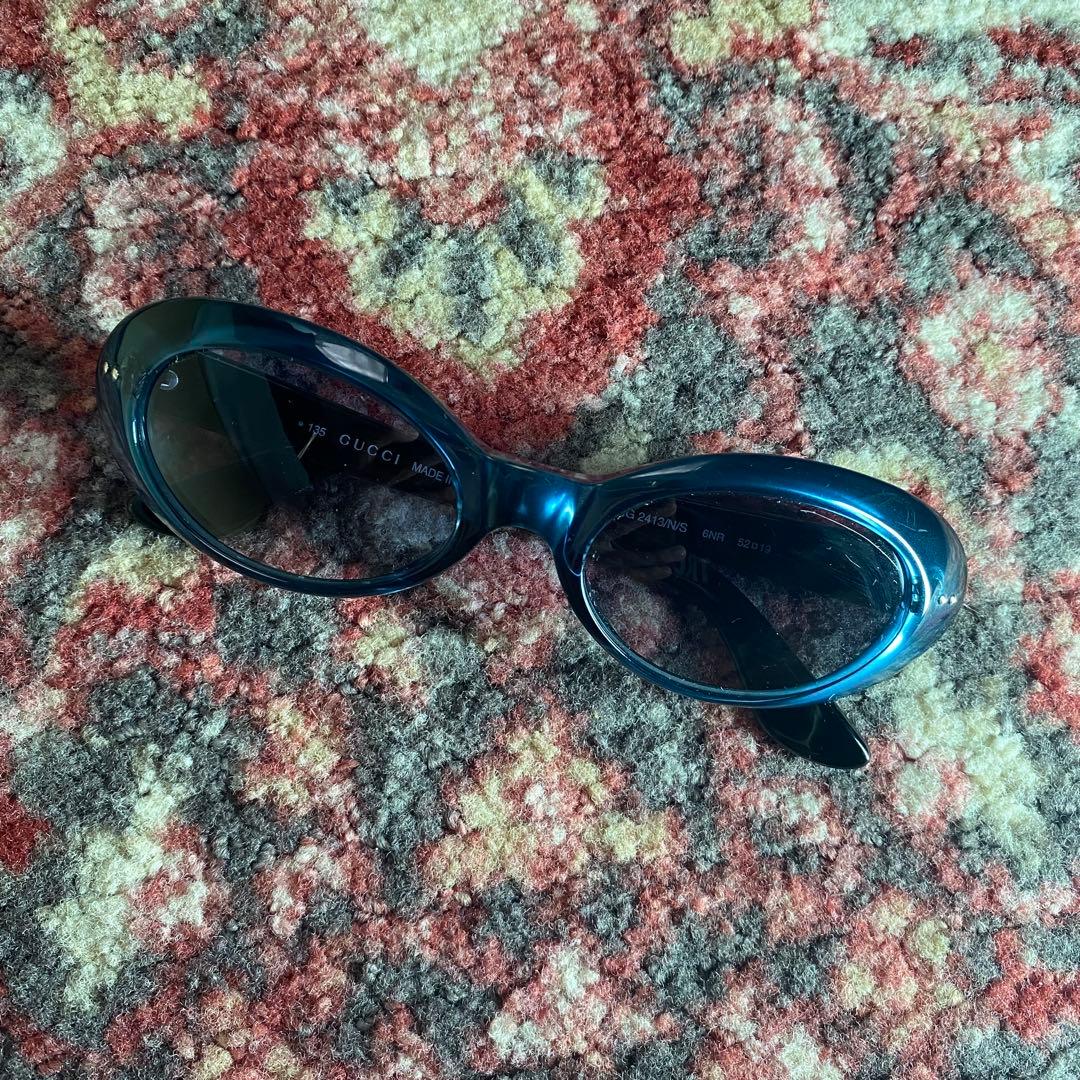 【極美品】GUCCI グッチ オーバル サングラス GG2413N/S ブルー