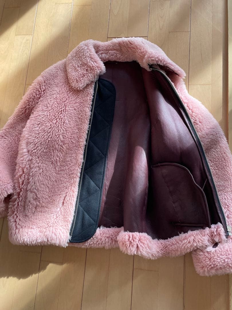 訳あり新品　セドリックシャルリエ　ピンク ボア　コート リアルファー　40