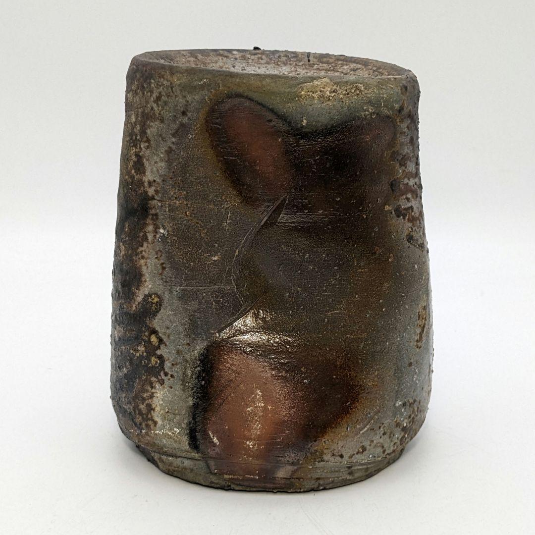 竹子窯 西川政彦 備前焼 窯変旅枕三角花入 花器 花瓶 フラワーベース 置物