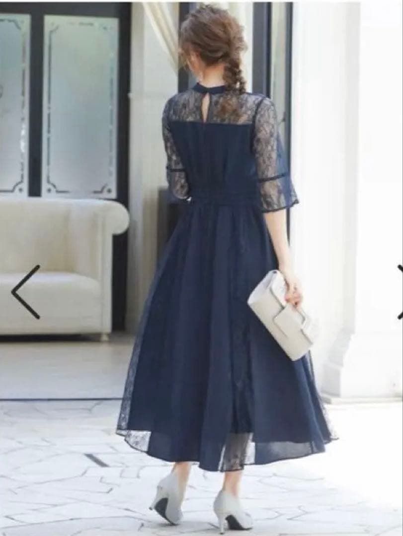 【niana】ビスチェ風ハイネックレース結婚式ワンピース