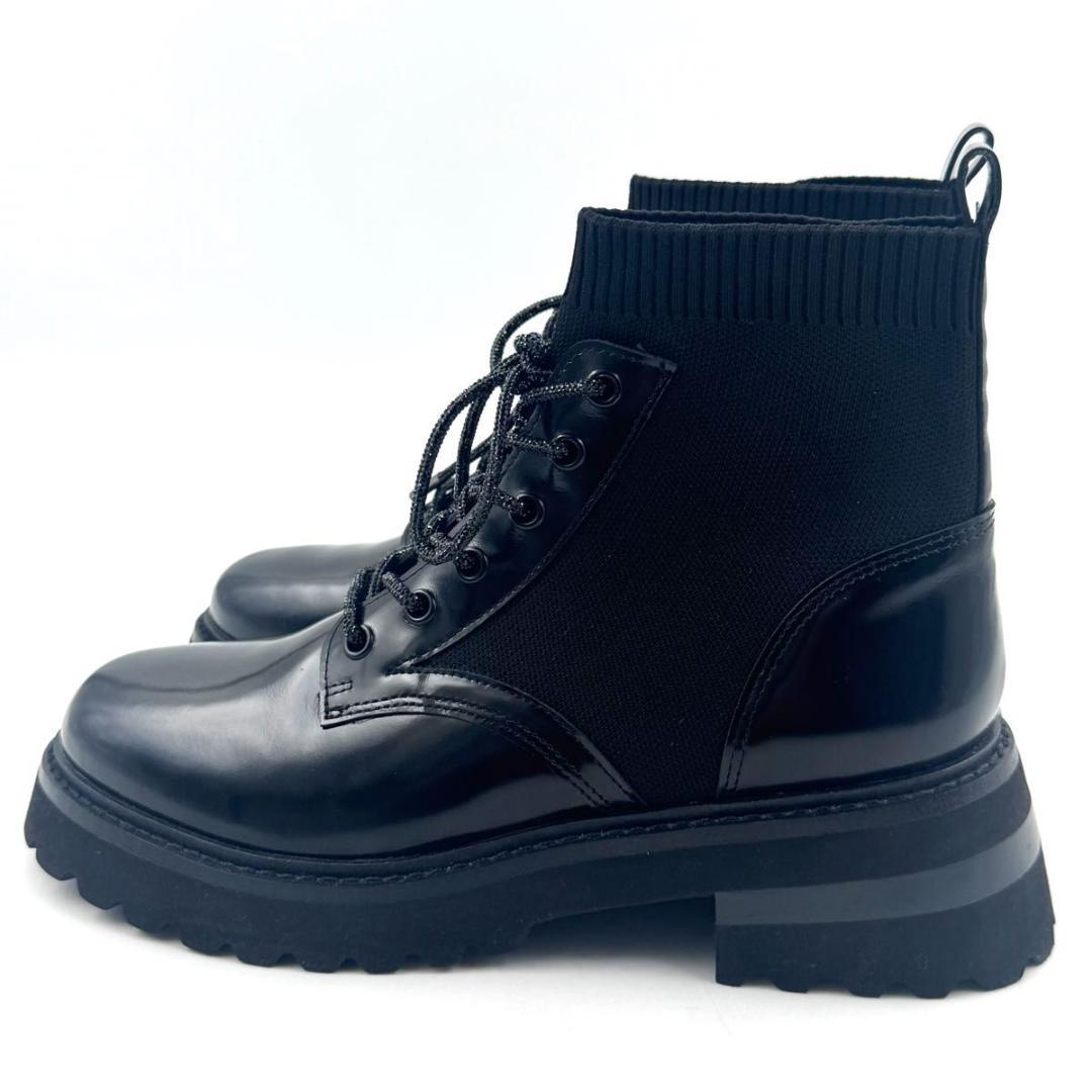 ⭐未使用⭐スタッカート　リード　ニット　コンビ　レースアップ　ブーツ　24.5