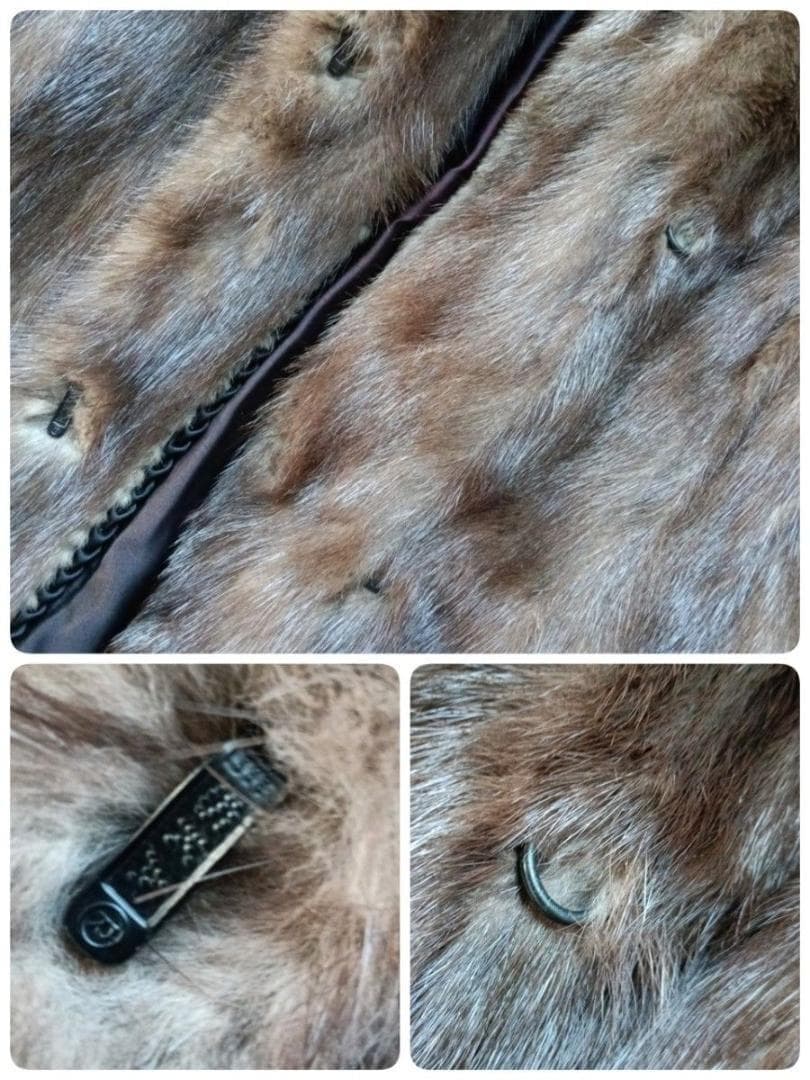 【着丈108】日本EMBA　エンバ　ブルーアイリスミンク毛皮コート　刺繍入り