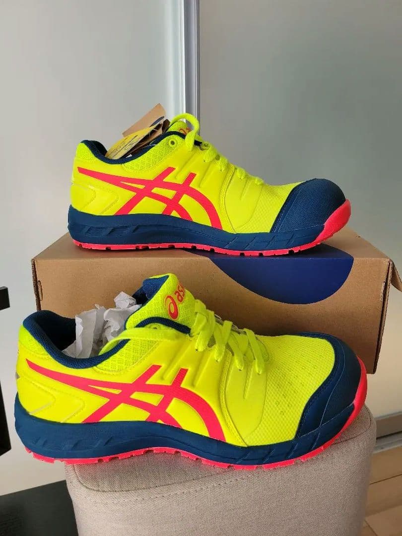 新品アシックスasics安全靴25.5cm イエロー/ネイビー/ピンクcp113