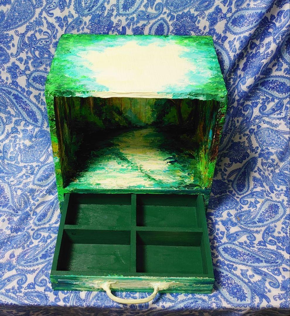 油絵 絵画 森の川ボックス