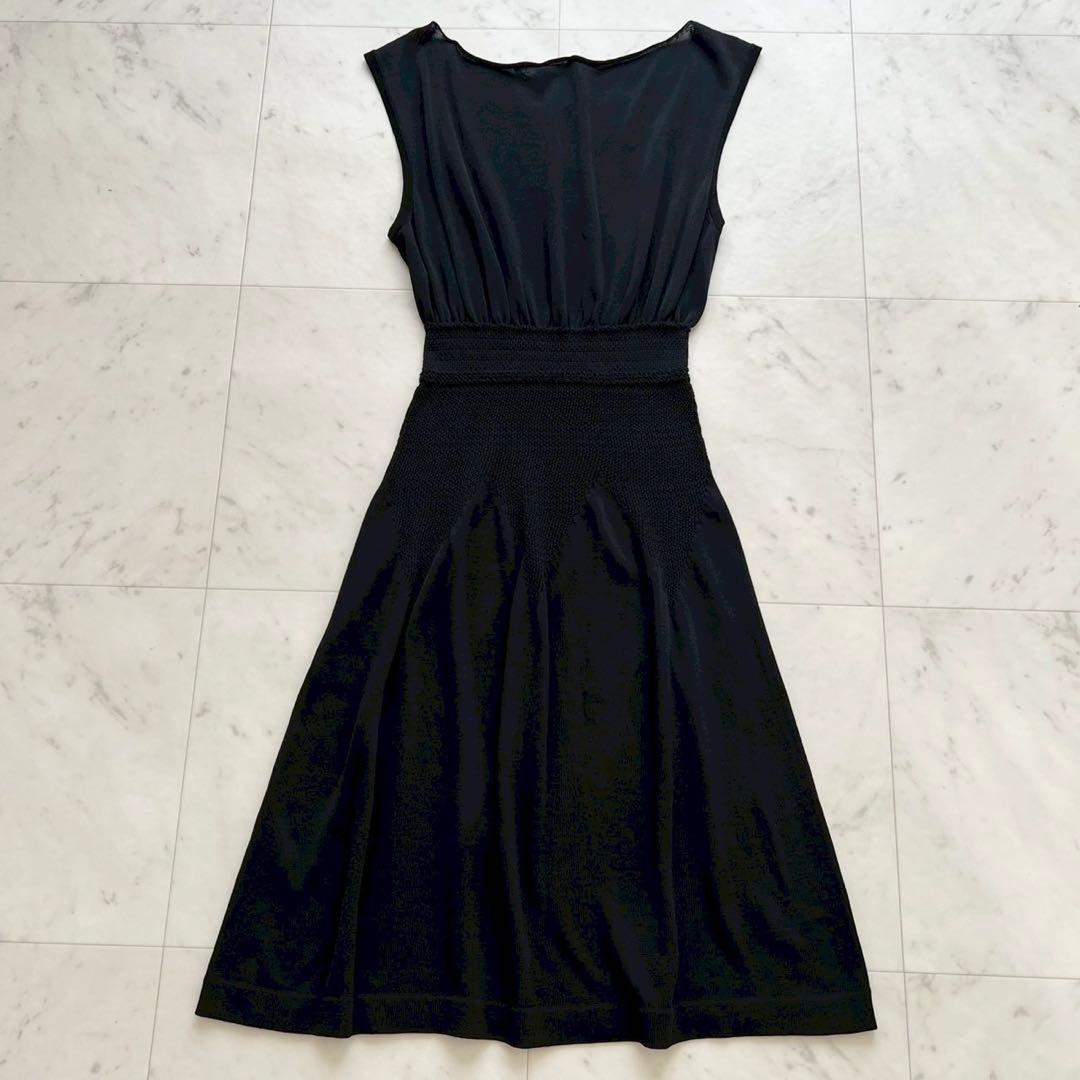 CHANEL ニットワンピース ウエストギャザー ココマークチャーム 40