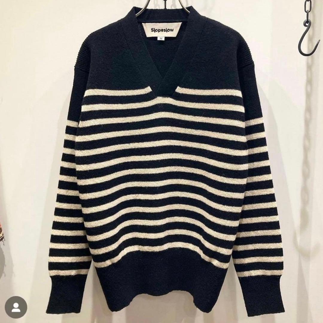 slopeslow スロープスロウ Vネック セーター ボーダー ニット