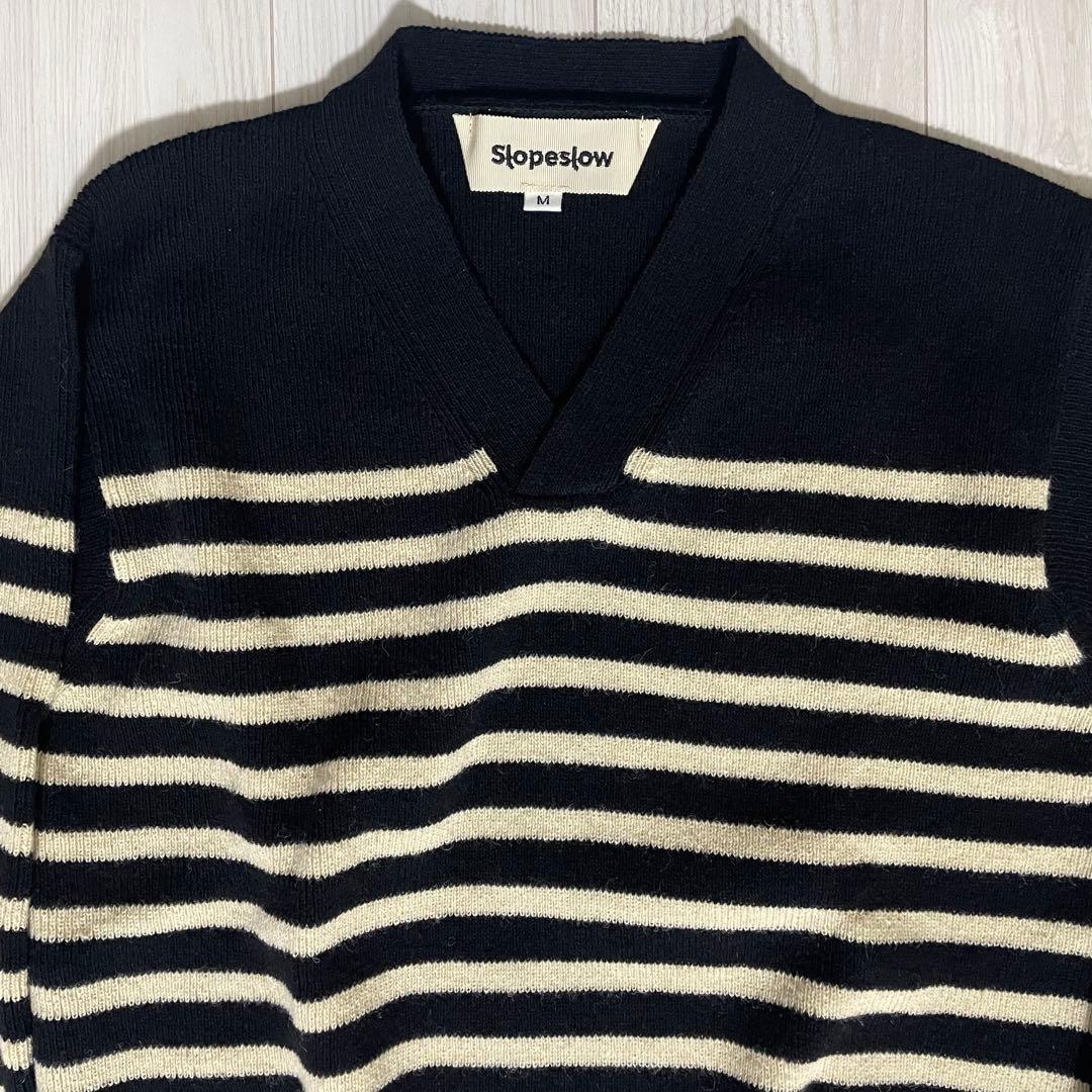 slopeslow スロープスロウ Vネック セーター ボーダー ニット