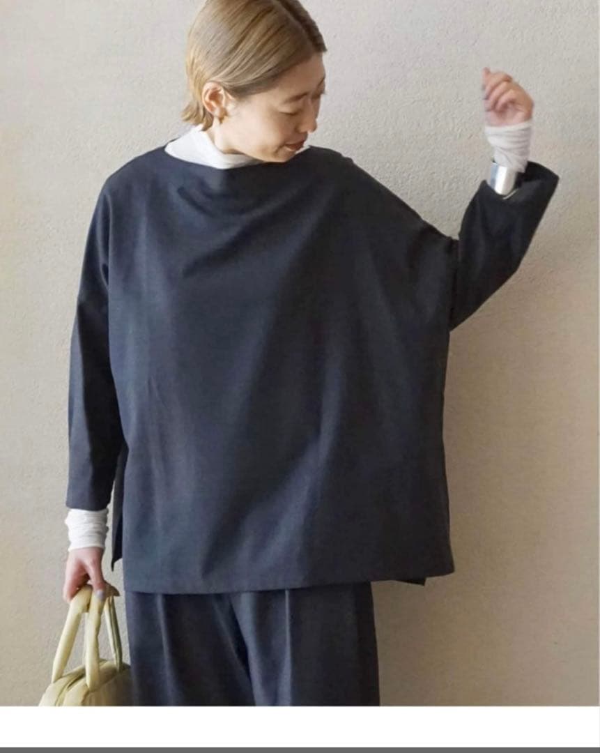 美品　ジャーナルスタンダードラックス　ミドルツイルボートネックブラウス　グレー