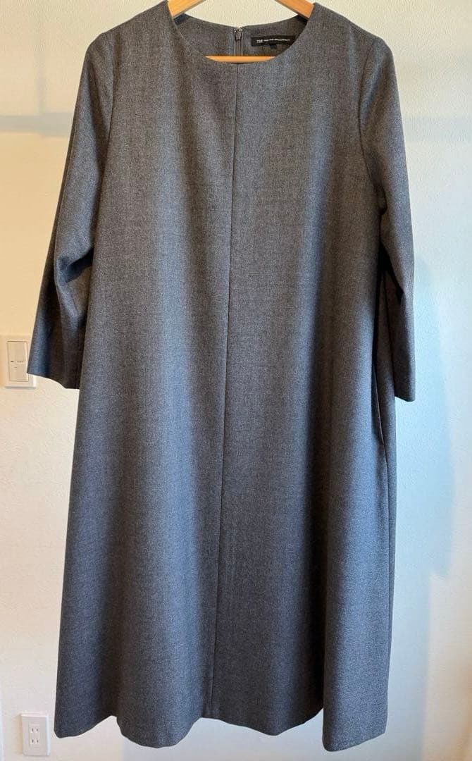 23区　ウールジョーゼット Aライン ワンピース　グレー