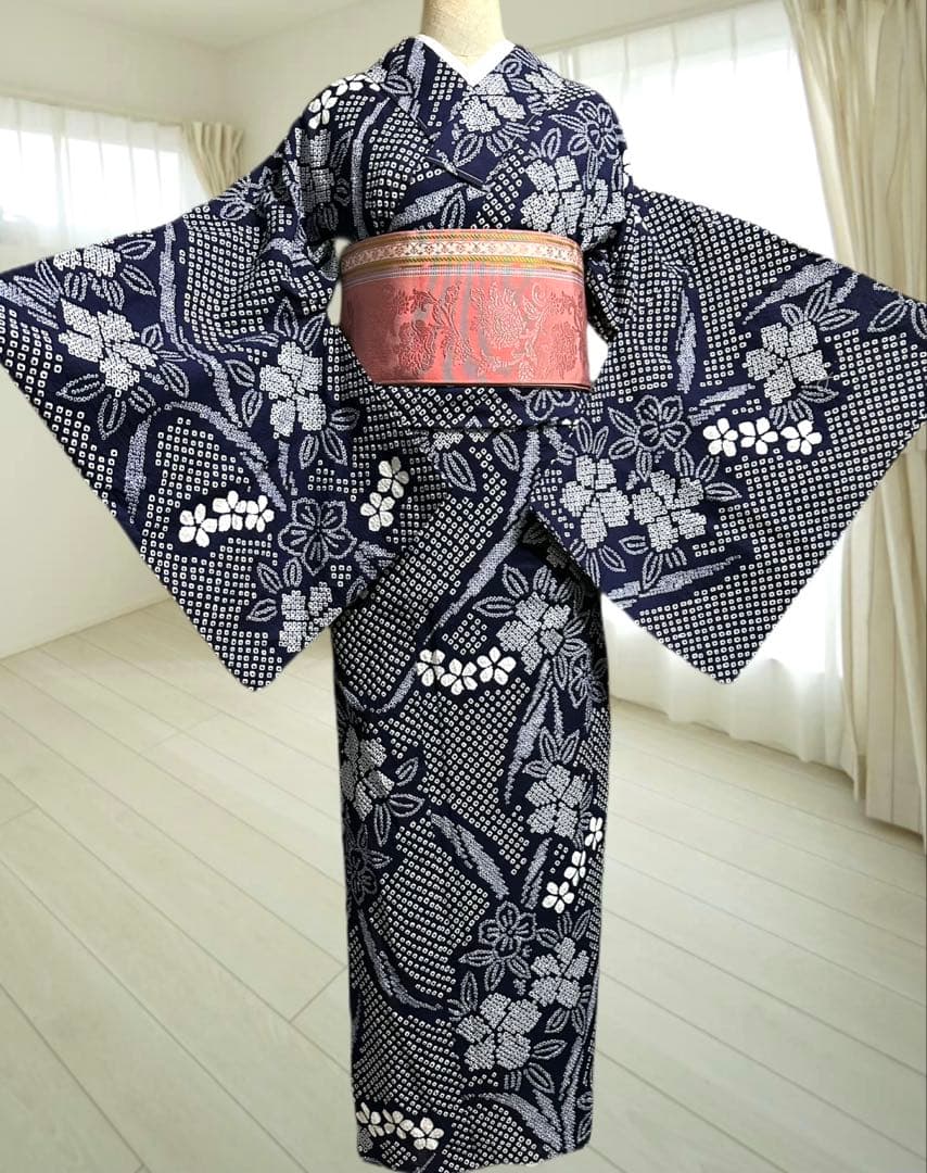 2点セット 希少サイズ‼️トールサイズ身幅大‼️新品美品　有松鳴海絞り浴衣 藍染に白