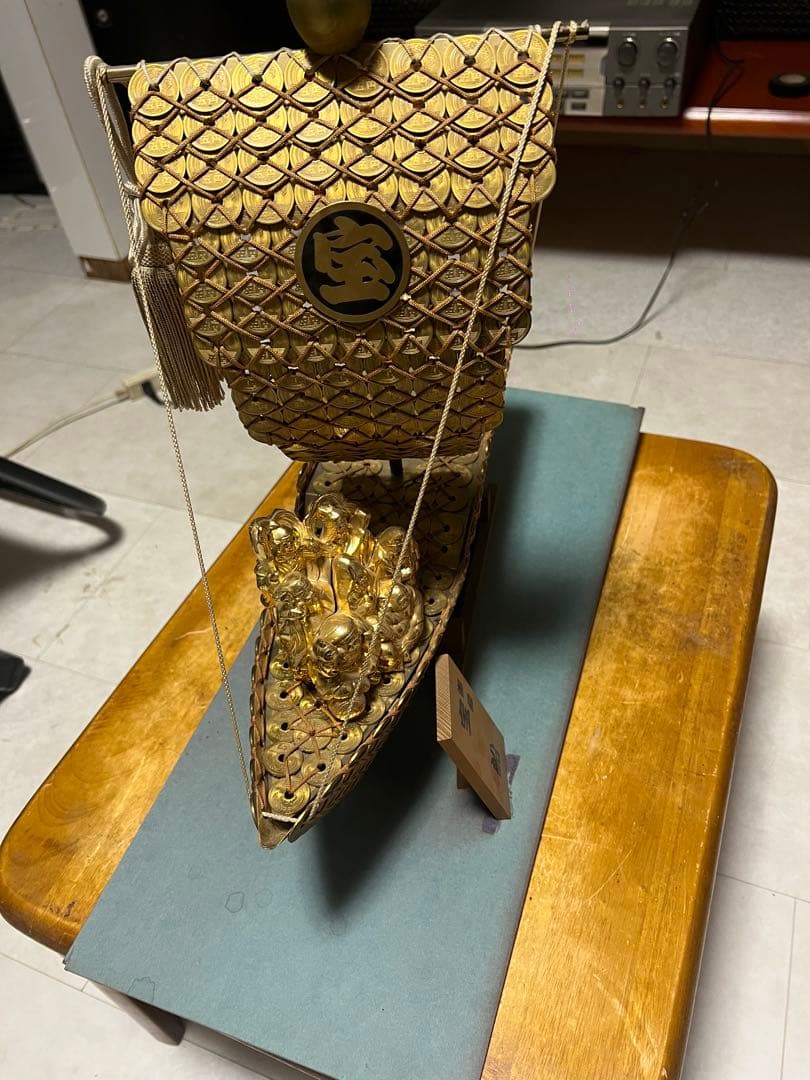 縁起物 5円玉 宝船 七福神 置物 (※ケース無し・本体美品)