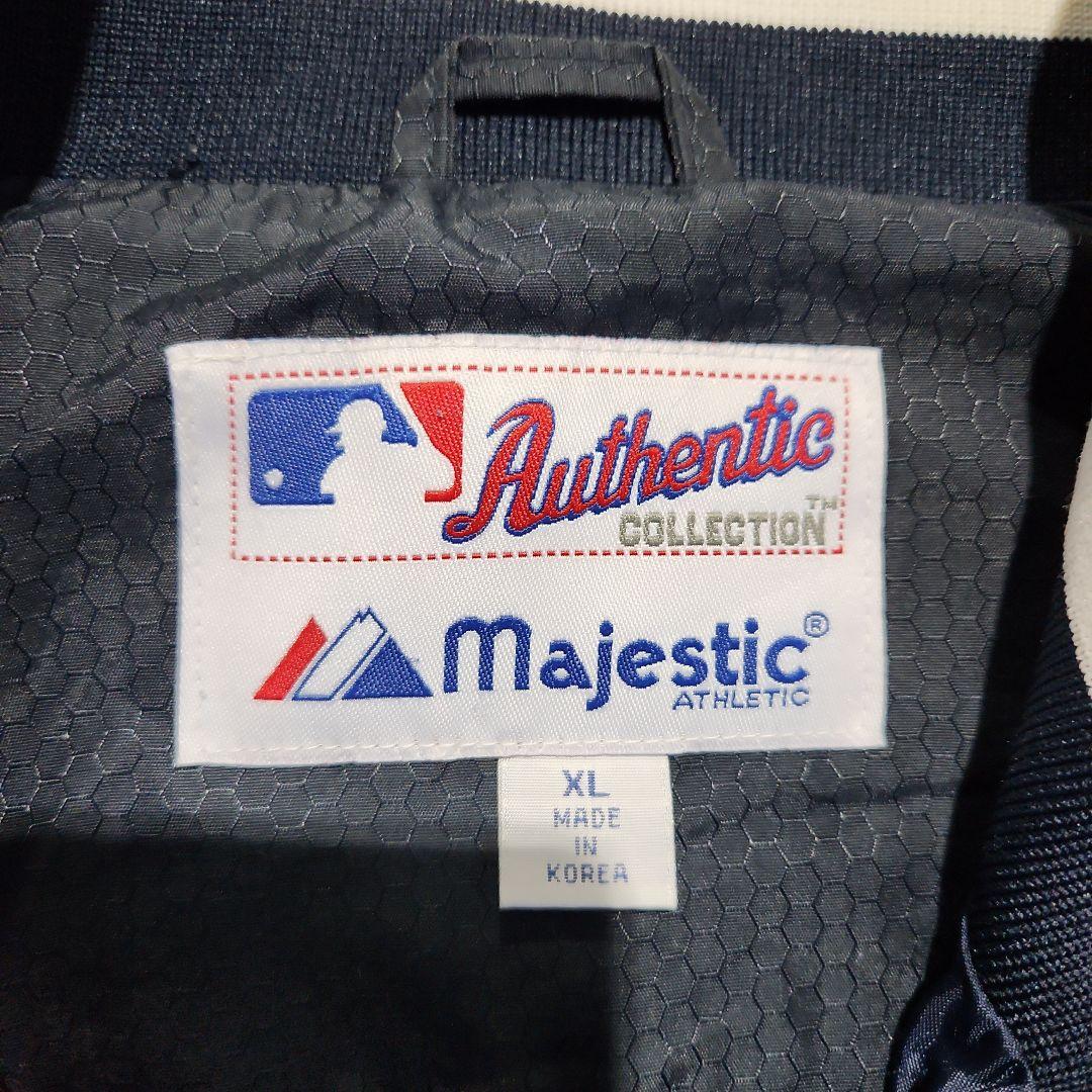 ヤンキース　マジェスティック　90s　刺繍スタジャン　XL　ブラックネイビー