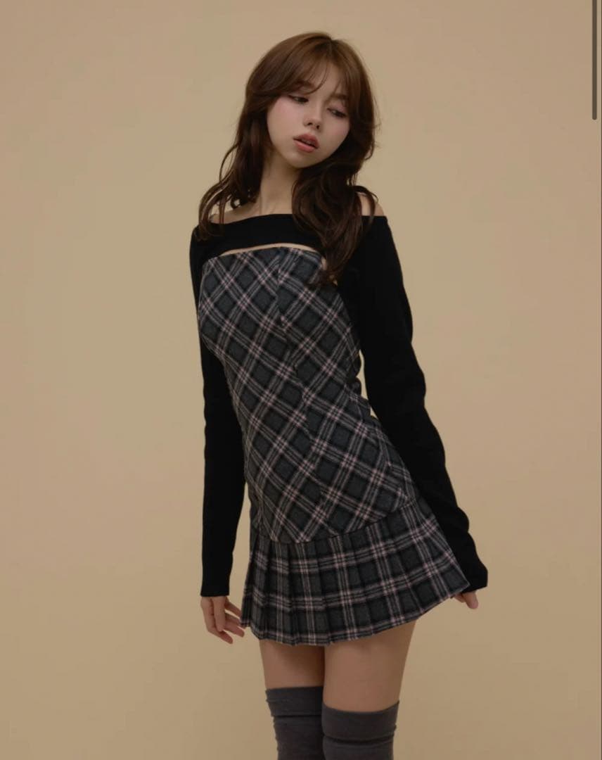 ワンピース Selena check mini dress Andmary