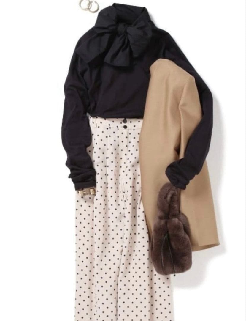 美品♪サードマガジン カットコンビ ボウタイブラウス 異素材 リボンブラウス 黒