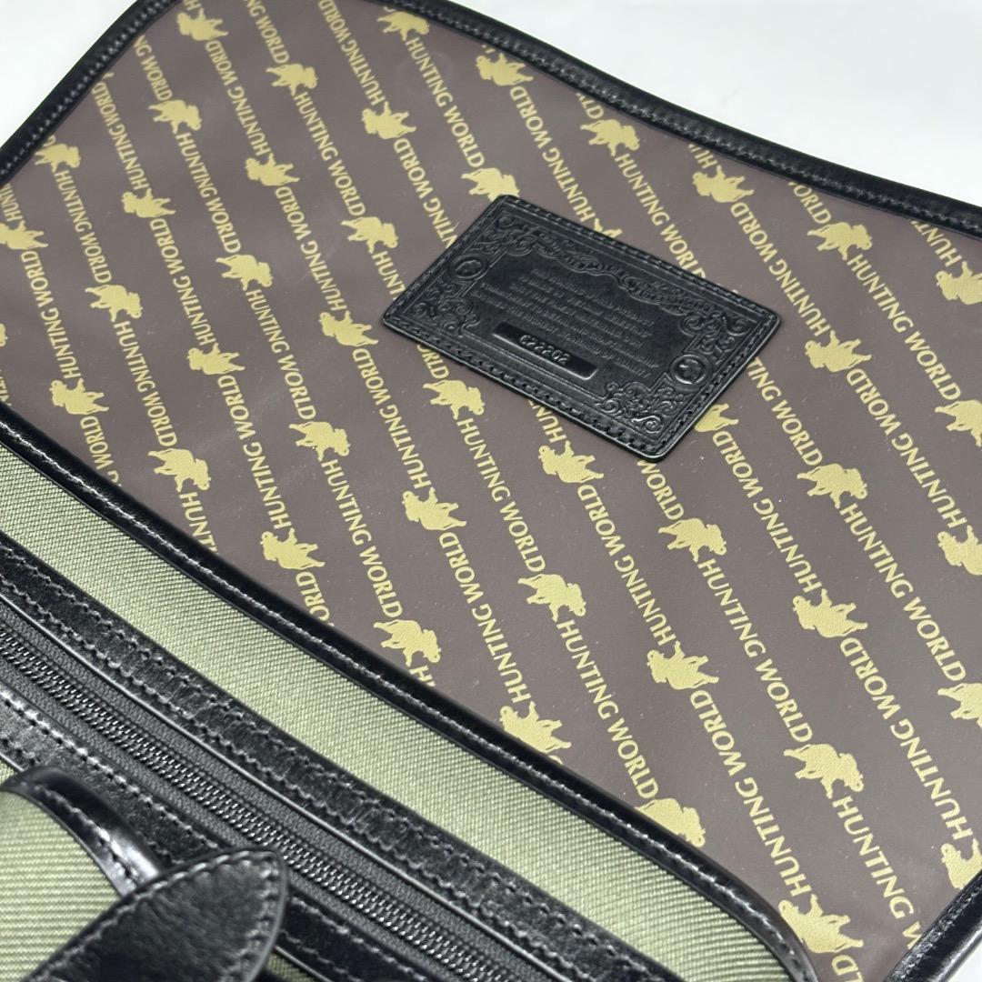 未使用【ハンティングワールド本物】ショルダーバッグ/ブラック×オリーブ/斜めがけ