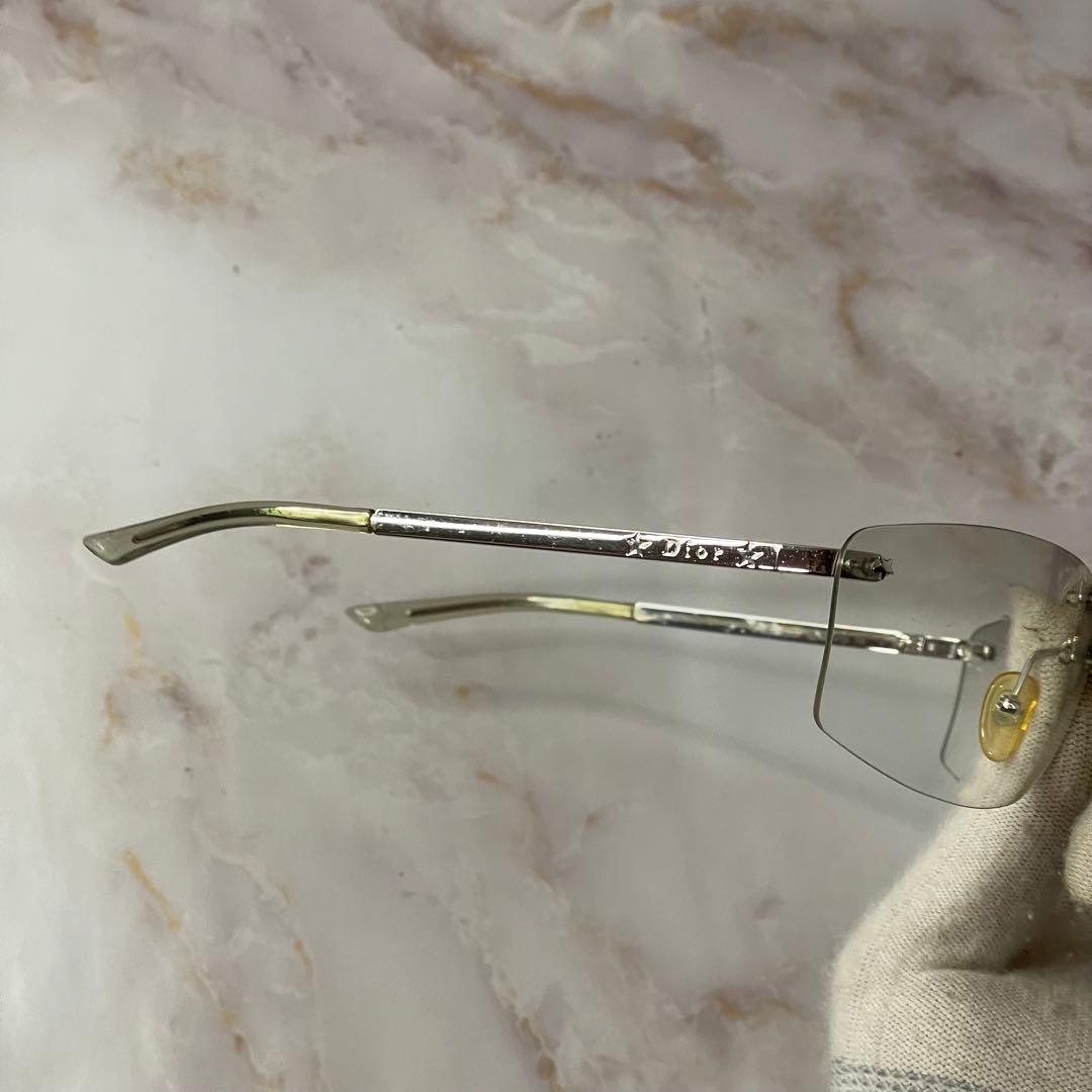 dior リムレス ツーポイント y2k レトロ モード サングラス ケース付き