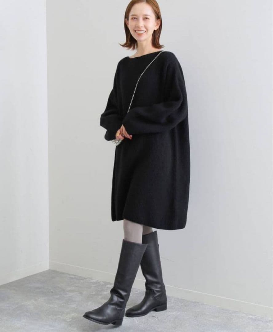 【新品】スローブイエナ ファインウールニットミニワンピース ブラック F