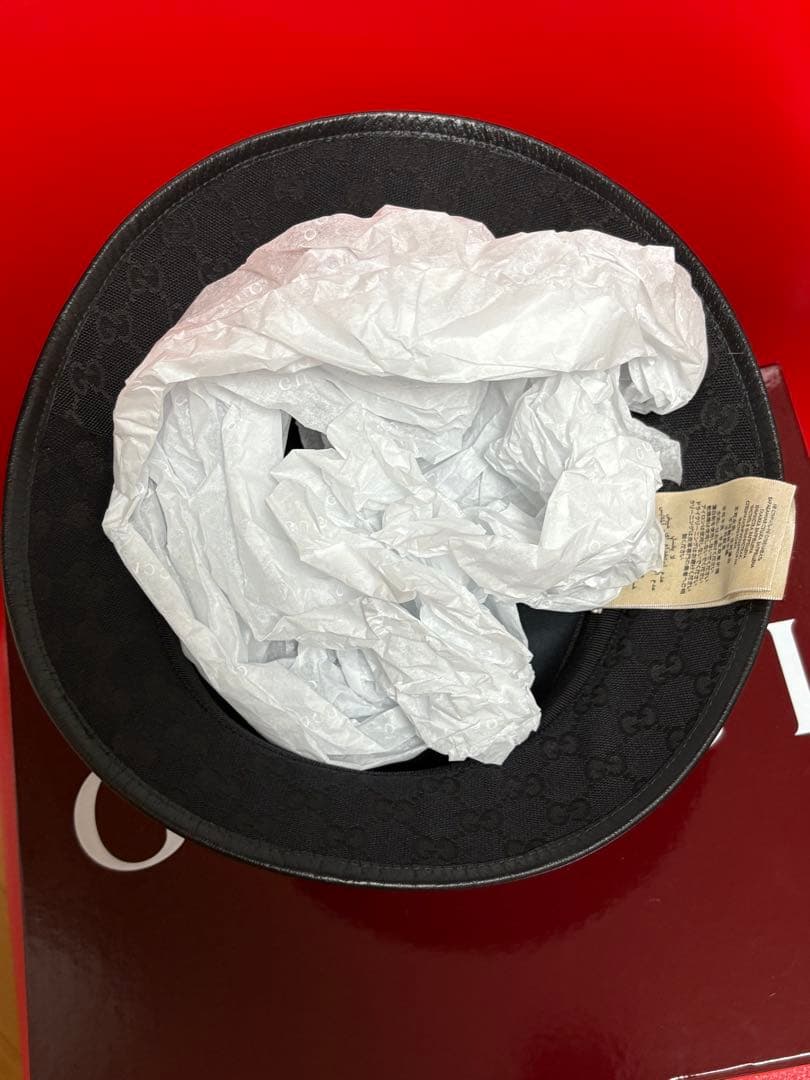 GUCCI ブラック GGパターン バケットハット XL