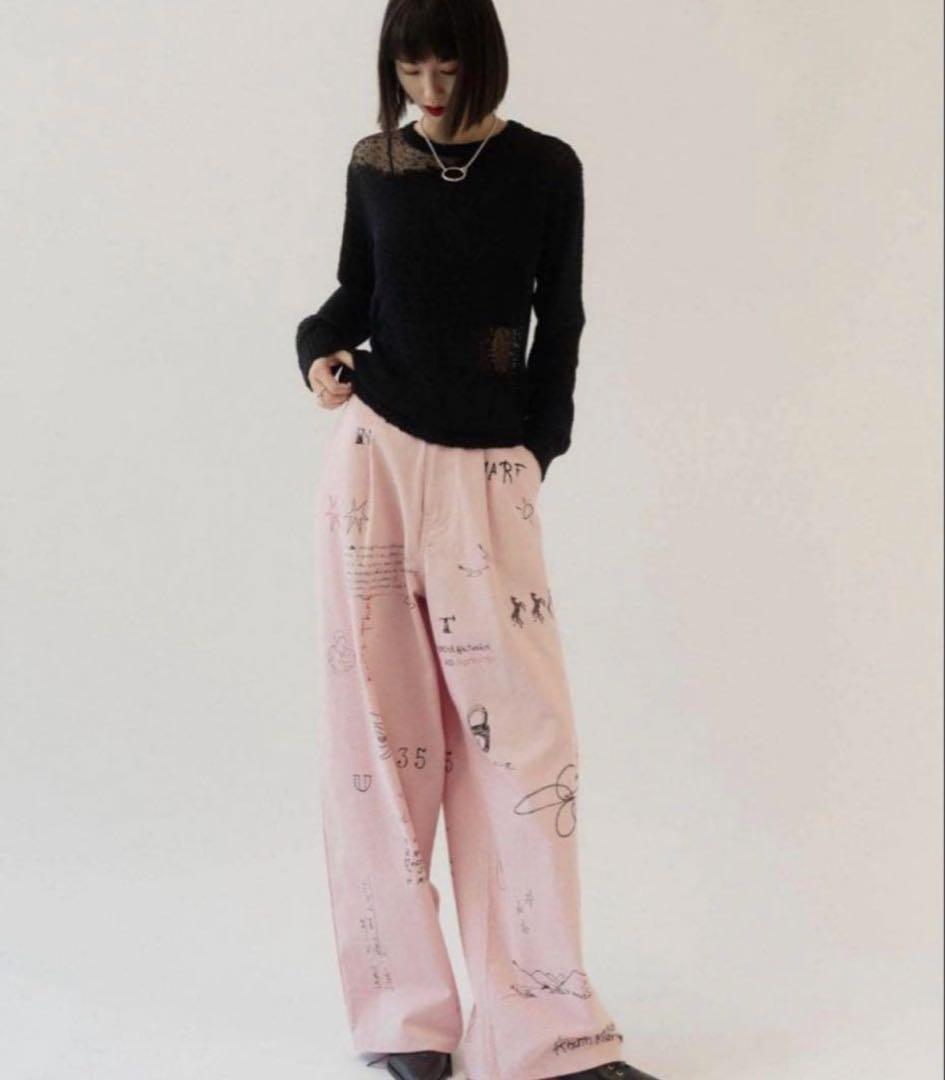 Knuth Marf high waist tattoo pants ピンク