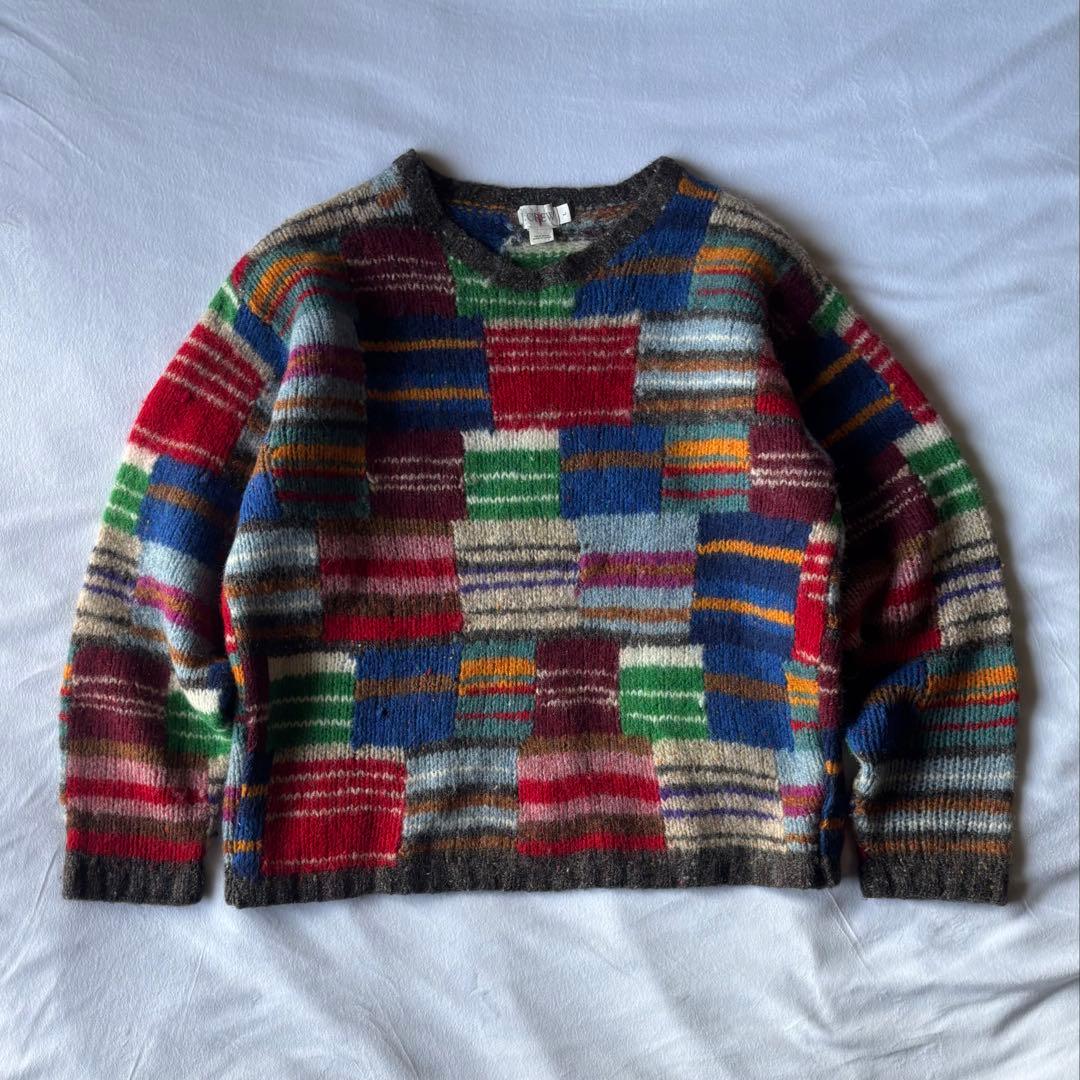 トップス 90s J.CREW patchwork hand knit