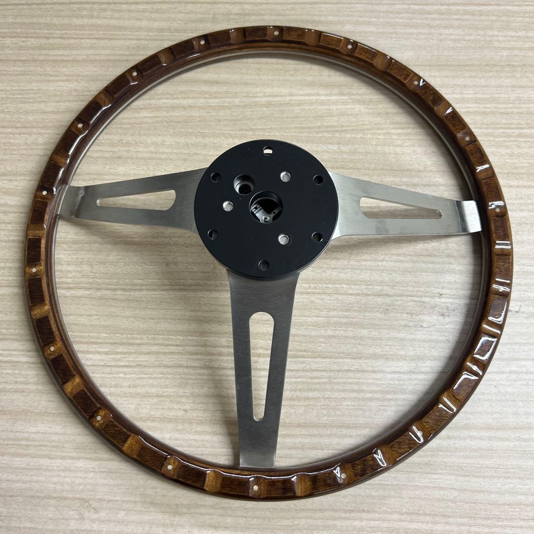 35.5パイ ウッドステアリング 3スポーク ディープコーン