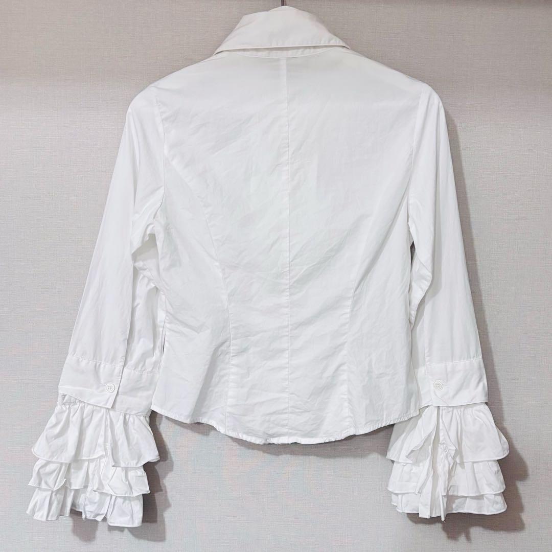 【BPN】フリル ブラウス 白 ホワイト ブラックピースナウ