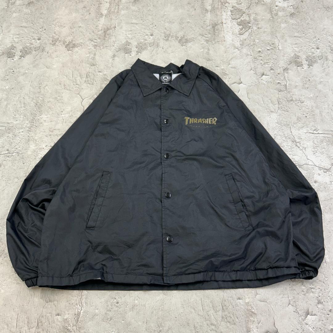 キ*い様 USA製　THRASHER　五芒星　長袖　コーチジャケット　古着　ブラ